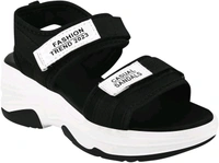 Lightweight Comfortable Daily Wear & Trendy Flatforms Pink Sandals for Girls
 - Black, IND-6