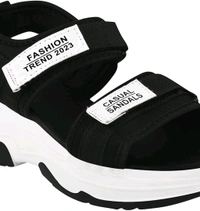 Lightweight Comfortable Daily Wear & Trendy Flatforms Pink Sandals for Girls
 - Black, IND-8