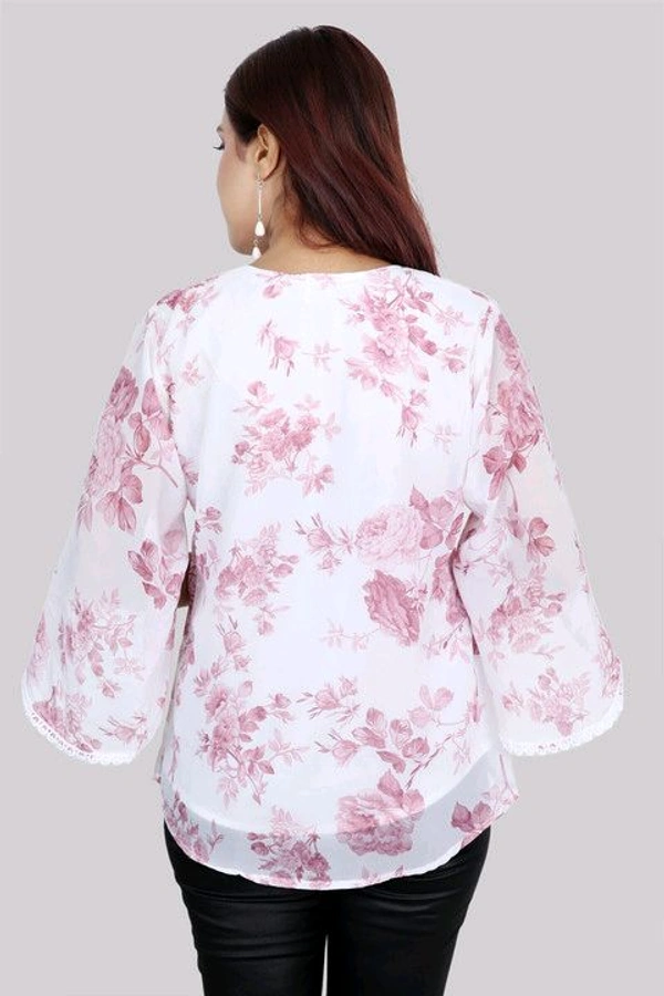 Casual Flared Sleeves Printed Women Green Top - Bouquet, XS