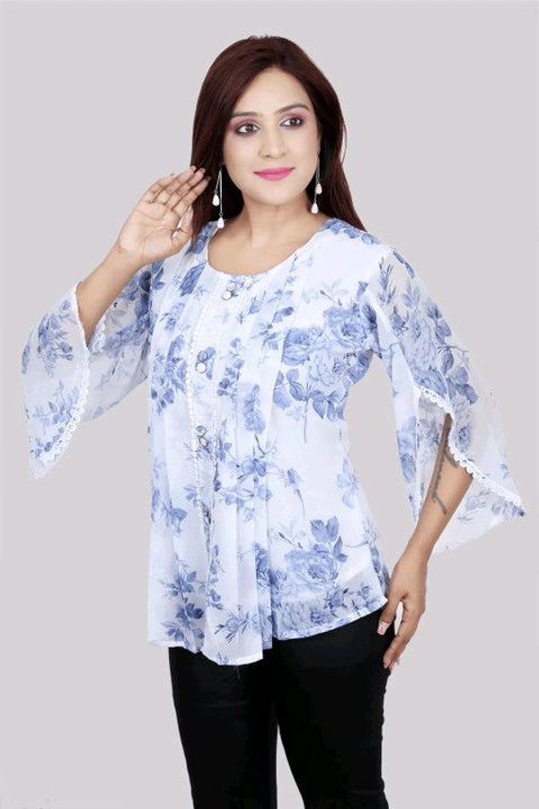 Casual Flared Sleeves Printed Women Green Top - Spindle, XXL
