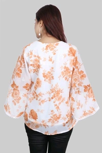 Casual Flared Sleeves Printed Women Green Top - Burning Sand, S