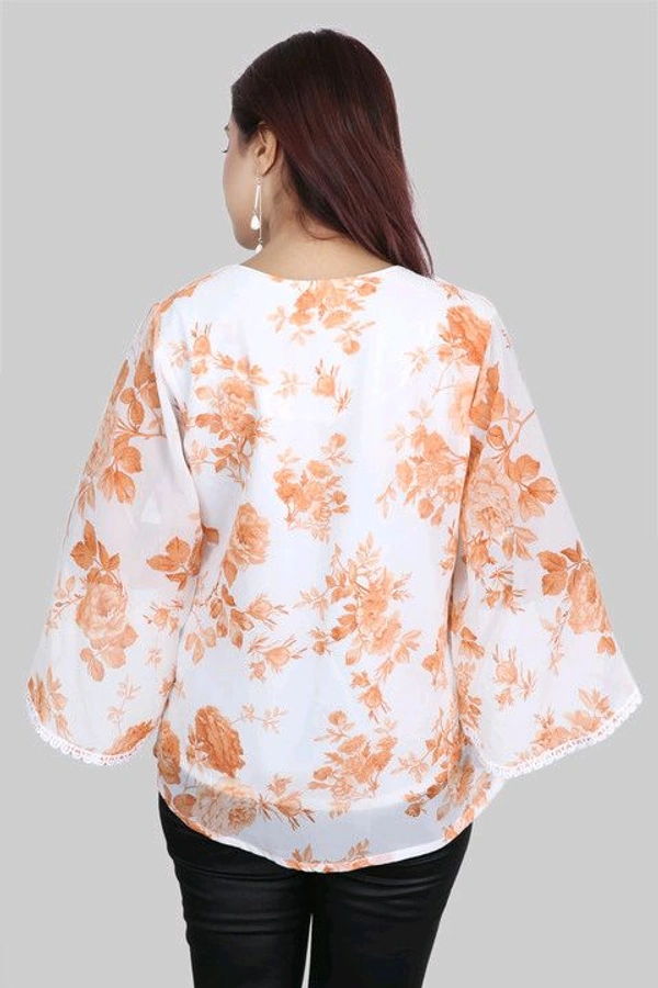 Casual Flared Sleeves Printed Women Green Top - Burning Sand, XL