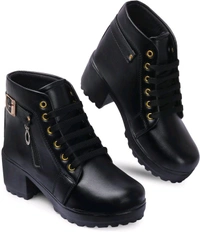 Women Stylish Ladies casual Boots for Girls (R-Boot-004-P-10) Boots For Women (Pink, 10) - Black, IND-5