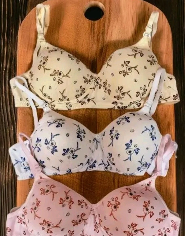 Women's Light Padded Soft Cotton Print Bra | Non-Wired Comfort Fit | Adjustable Straps | Back Closure Everyday - 40B Size (Pack of -1 Bra) White - 38A