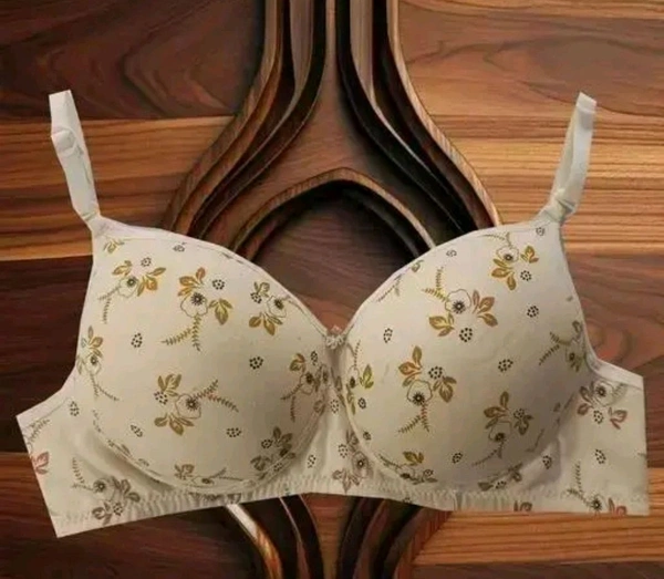 Women's Light Padded Soft Cotton Print Bra | Non-Wired Comfort Fit | Adjustable Straps | Back Closure Everyday - 40B Size (Pack of -1 Bra) White - 38B