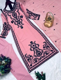 Marvelous White Color Thread Work Salwar Suit - L, pink Daisy