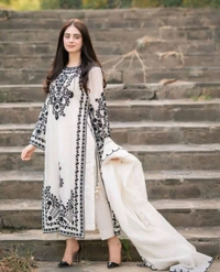 Marvelous White Color Thread Work Salwar Suit - s, White