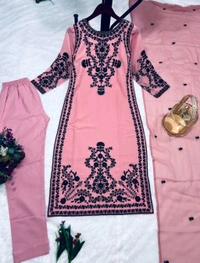 Marvelous White Color Thread Work Salwar Suit - XXXL, pink Daisy