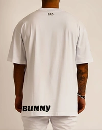"Bunny Beats: Men's Streetwear Oversized Cotton Tee with Bad Bunny Design" - XXL, Ecru White