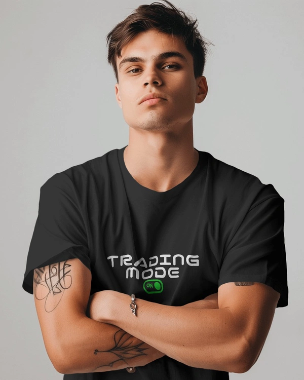 Trading Mode On T-shirt Black | Regular Fit | - Black, M