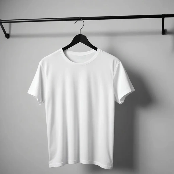 "FrostFit: Ice-White Cotton Tee for Stylish Gents" - White, M