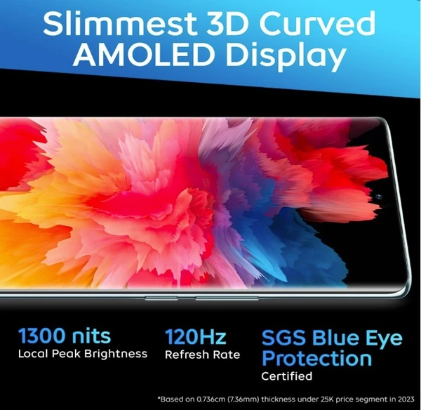 iQOO Z7 Pro 5G (Blue Lagoon, 8GB RAM, 256GB Storage) | 3D Curved AMOLED Display | 4nm MediaTek Dimesity 7200 5G Processor | 64MP Aura Light OIS Camera | Segment's Slimmest & Lightest Smartphone