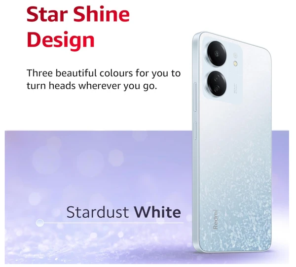 Redmi 13C (Starfrost White, 4GB RAM, 128GB Storage) | Powered by 4G MediaTek Helio G85 | 90Hz Display | 50MP AI Triple Camera