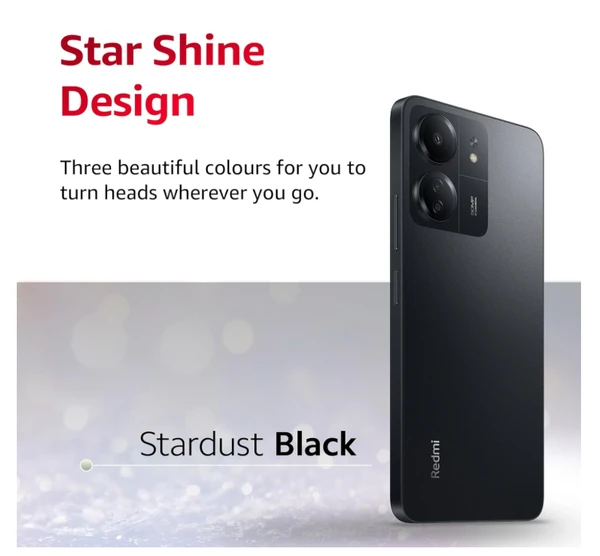 Redmi 13C (Stardust Black, 4GB RAM, 128GB Storage) | Powered by 4G Mediatek Helio G85 | 90Hz Display | 50MP AI Triple Camera