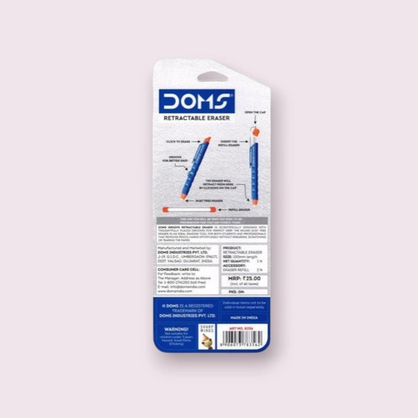 DOMS Groove Retractable Non-toxic Eraser (Colour May Vary)