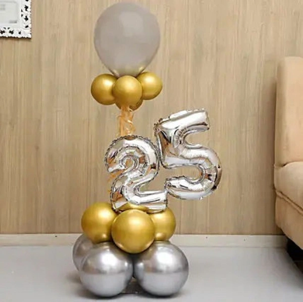 Golden Silver Number Ballon Bouquet 