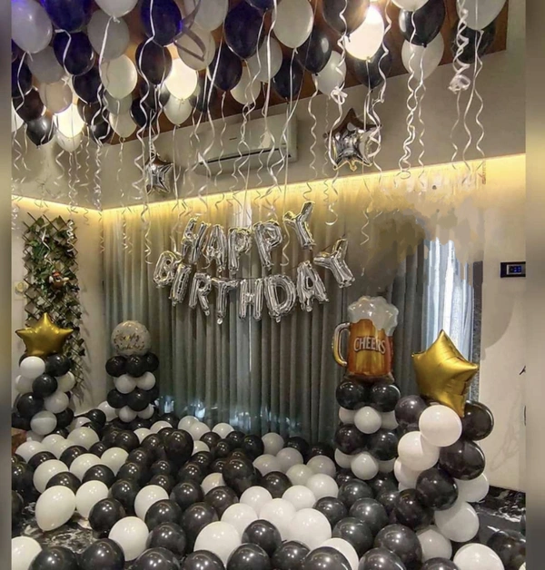 Black White Romantic Birthday Decor 