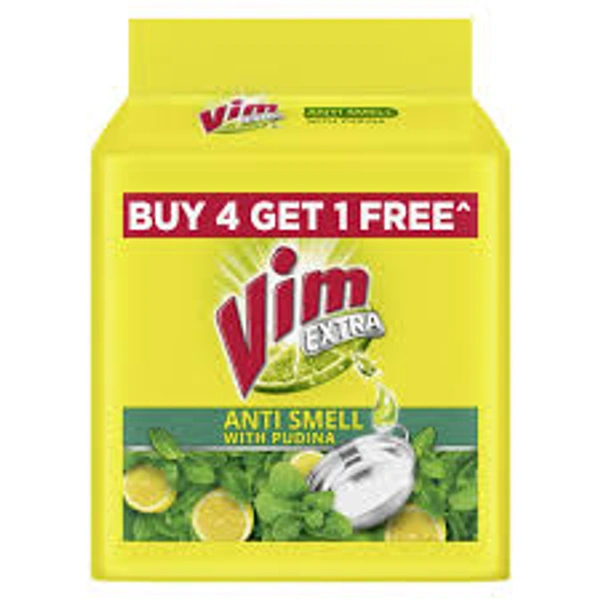 Vim Extra anti smell pudina Dishwash Bar - 200 g (Buy 4 Get 1 Free)