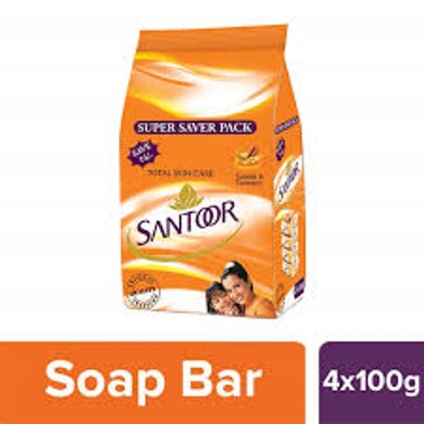 Santoor Sandal & Turmeric Soap - 100 g (Pack of 4)