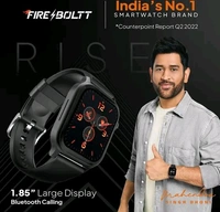 𝗙𝗶𝗿𝗲-𝗕𝗼𝗹𝘁𝘁 Rise Smartwatch - Bluetooth Calling, 123 Sports Modes, Voice Assistant, Black - Black