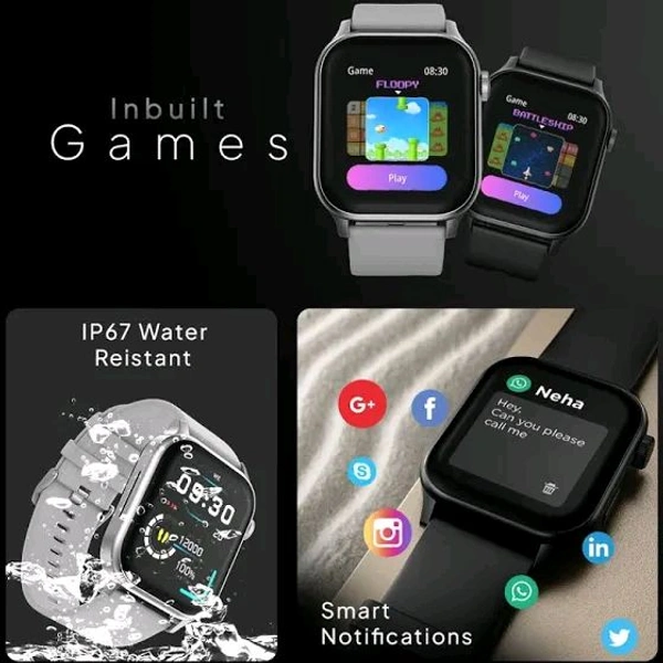 𝗙𝗶𝗿𝗲-𝗕𝗼𝗹𝘁𝘁 Rise Smartwatch - Bluetooth Calling, 123 Sports Modes, Voice Assistant, Black - Black