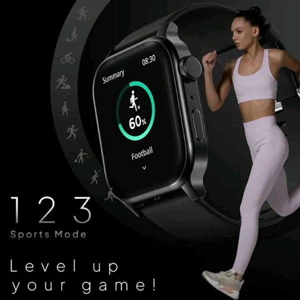 𝗙𝗶𝗿𝗲-𝗕𝗼𝗹𝘁𝘁 Rise Smartwatch - Bluetooth Calling, 123 Sports Modes, Voice Assistant, Black - Black