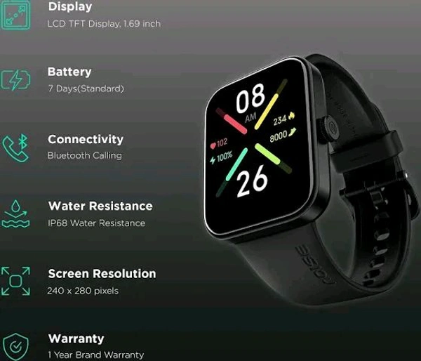 𝗡𝗼𝗶𝘀𝗲 Pulse Go Buzz Advanced Bluetooth Calling Smart Watch (Jet Black