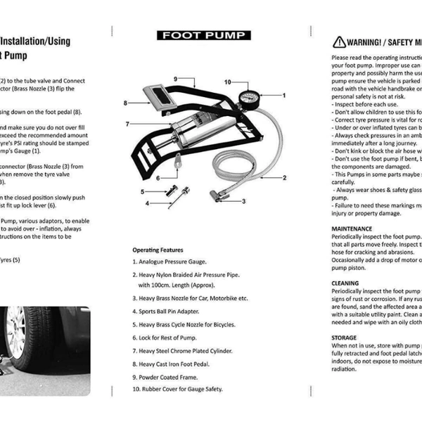 Heavy Steel Body Foot Pump