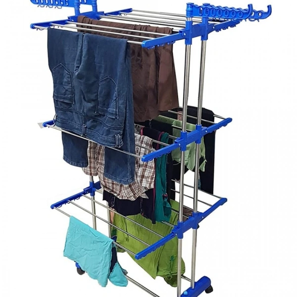 Double Pipes Supports Drying Stand(With Wheels)