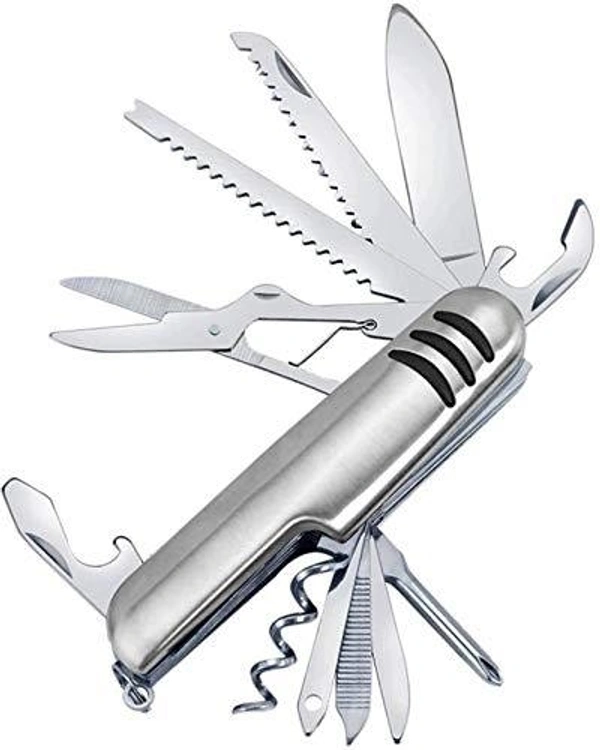 Multi functional Stainless Steel Folding Pocket Knife (11 in 1 screwdriver)