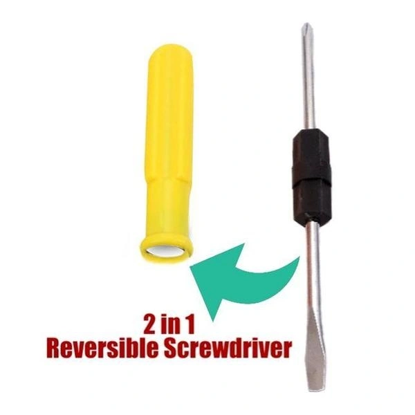 Mini Pocket Size 2 in 1 Slotted Cross Head Double Sided Flat Magnetic Screwdriver with PVC Plastic Coated Handle