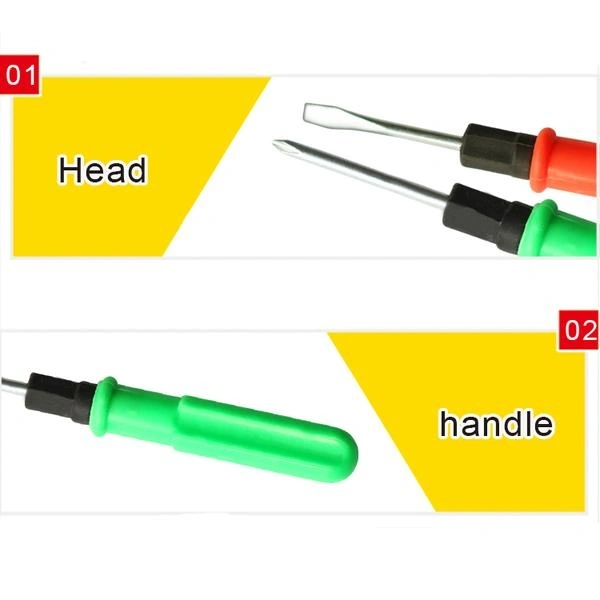 Mini Pocket Size 2 in 1 Slotted Cross Head Double Sided Flat Magnetic Screwdriver with PVC Plastic Coated Handle