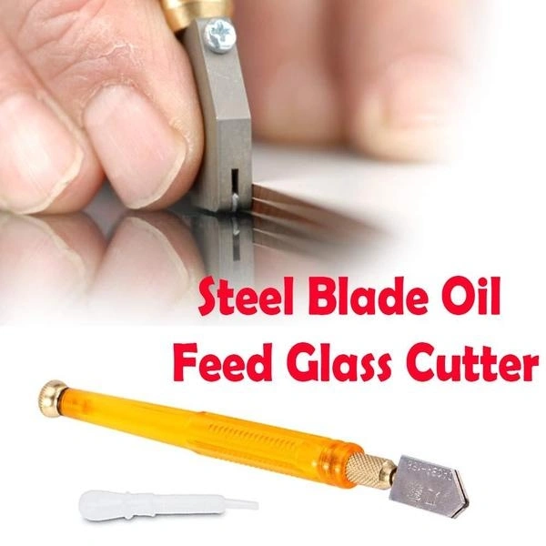 Antislip Metal Handle Steel Blade Oil Feed Glass Cutter