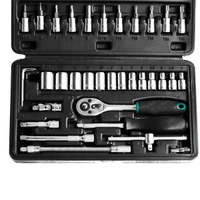46pcs Metal 1/4" Socket Set (Black, 46pcs)