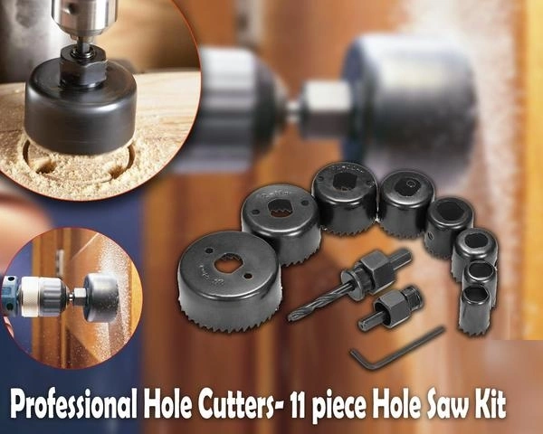 Wood Hole Saw Cutting Set (11 pcs, 19-64mm, Multicolour)