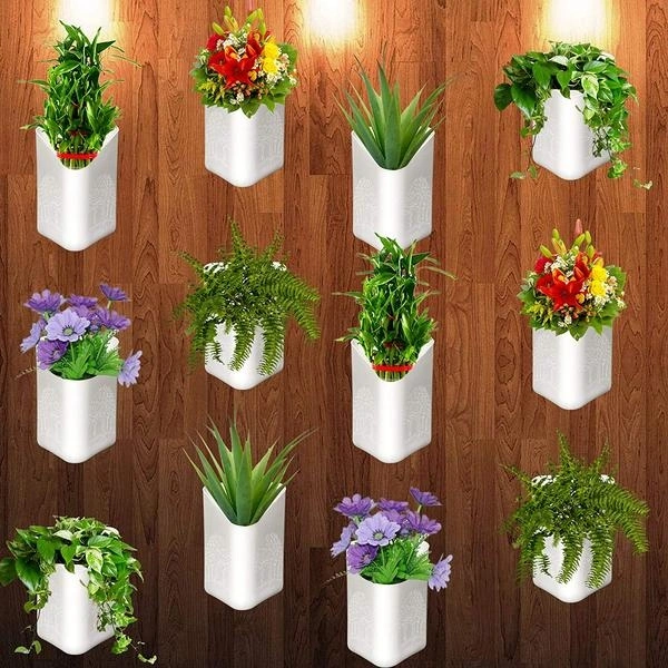 Plastic Vertical Hanging Planter Pot (Multicolour)