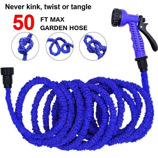 50 Ft Expandable Hose Pipe Nozzle For Garden Wash Car Bike With Spray Gun