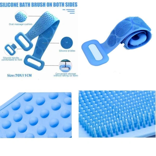 Silicone Body Back Scrubber Double Side Bathing Brush for Skin Deep Cleaning