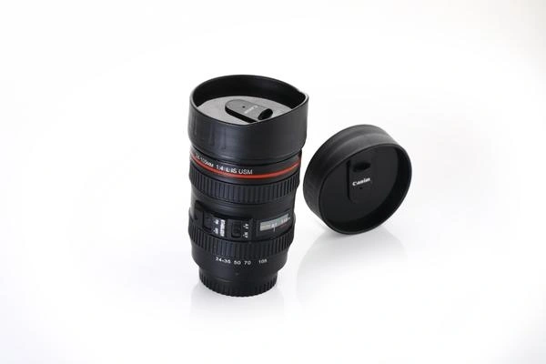 Camera Lens Shaped Coffee Mug Flask With Lid