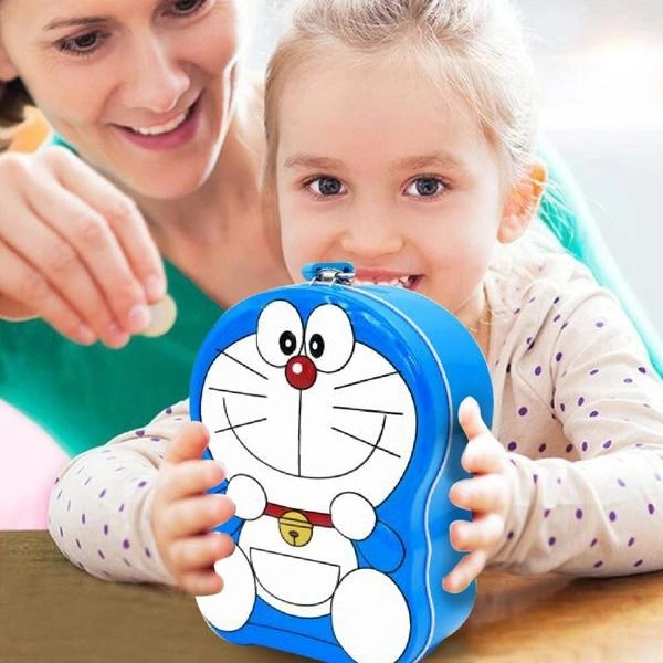 Cartoon Printed Money Piggy Bank with Lock & Key Coin Bank for Kids Girls & Boys