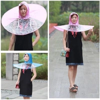 1436 Waterproof Hands Free Rain Head Wearing Umbrella Cap