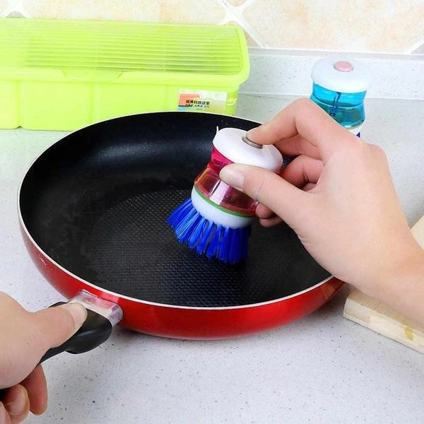Plastic Wash Basin Brush Cleaner with Liquid Soap Dispenser (Multicolour)