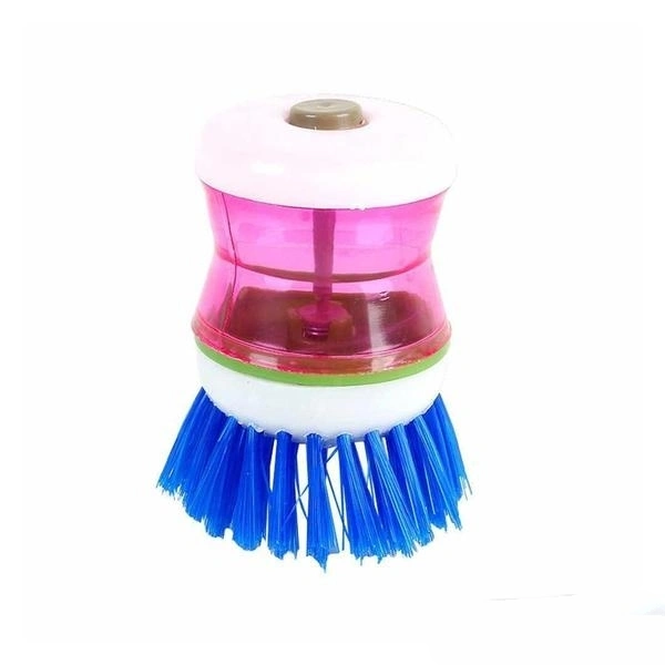 Plastic Wash Basin Brush Cleaner with Liquid Soap Dispenser (Multicolour)