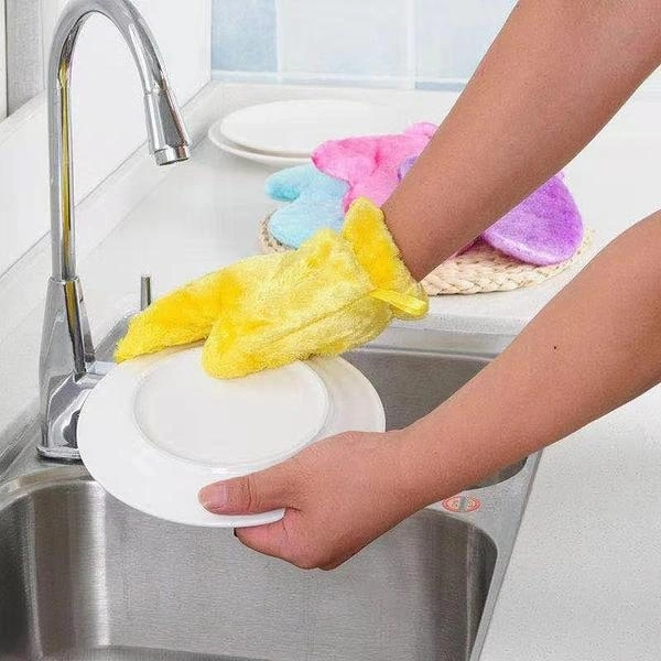 Fiber Reusable Multipurpose Dishwashing Gloves Household Kitchen(1pc)