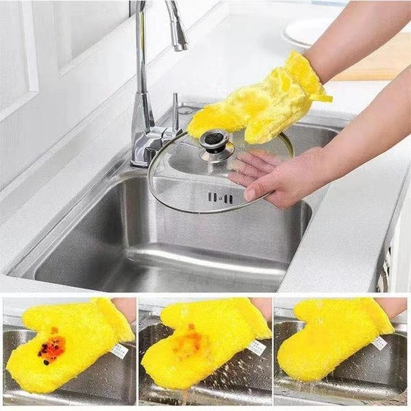 Fiber Reusable Multipurpose Dishwashing Gloves Household Kitchen(1pc)