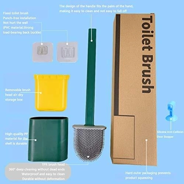 (Stock Out)Silicone Toilet Brush with Holder Stand for Bathroom Cleaning