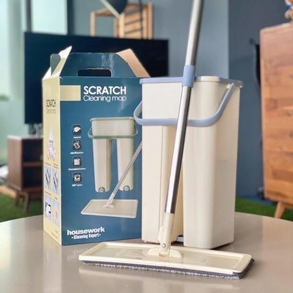 Scratch Cleaning Mop with 2 in 1 Self Clean Wash Dry Hands Free Flat Mop