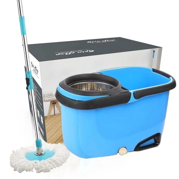 (Stock Out) Heavy Duty Microfiber Spin Mop with Plastic Bucket (Multicolour)