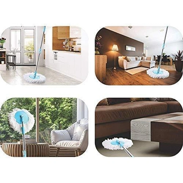 (Stock Out) Heavy Duty Microfiber Spin Mop with Plastic Bucket (Multicolour)
