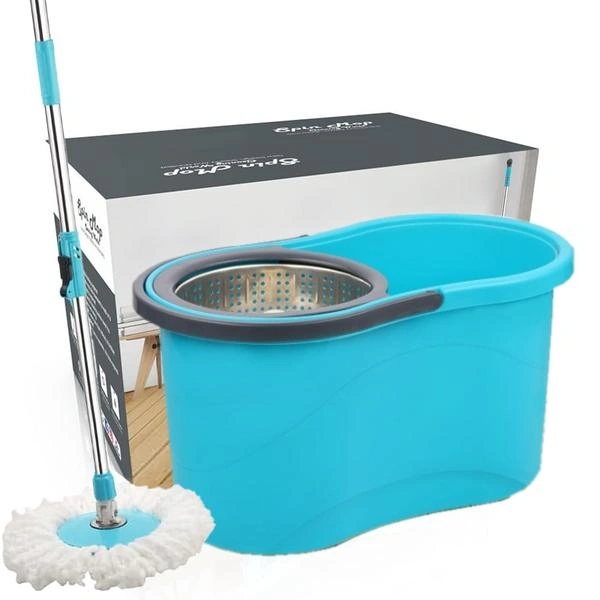 (Stock Out) Heavy Duty Microfiber Spin Mop with Plastic Bucket (Multicolour)